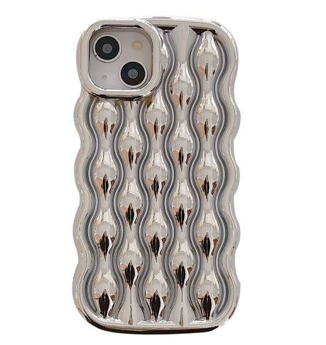 For iPhone 14 Wavy Electroplating TPU Phone Case(Silver)