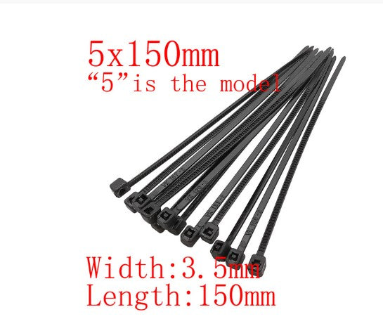 100Pcs Black Cable Ties Self-locking Plastic Nylon Wire Cable Zip Tie Clamps Assorted Size Fastening Ring 3.5 x 150mm / 3.5 x 200mm