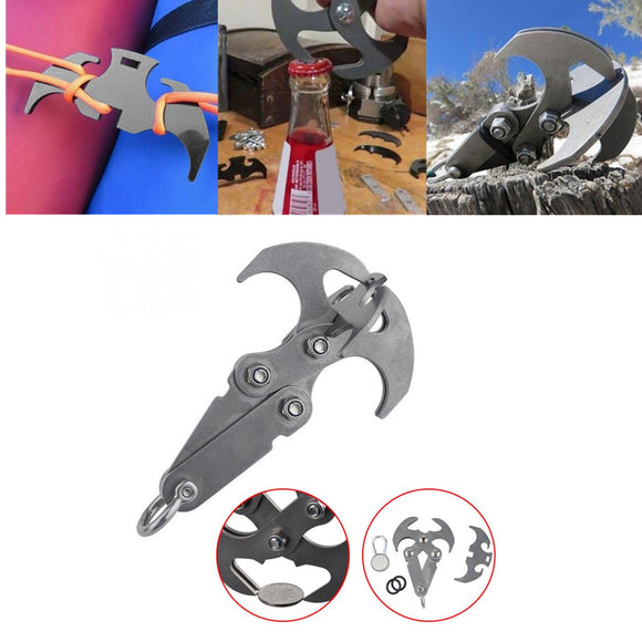 Multi-purpose Stainless Steel Gravity Hook Survival Folding Grappling Hook Climbing Claw Carabiner