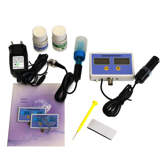 Electronic Salinity and PH Value on-line Water Quality Meter Monitor 2 Probes Set