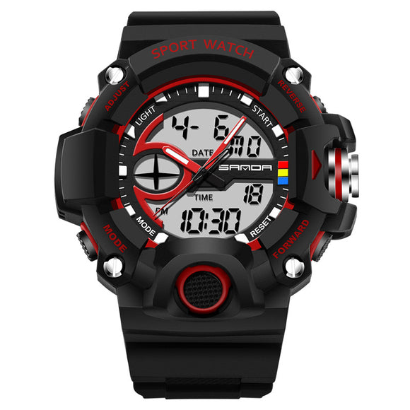 SANDA 715 Dual Display Multi-function Sport Stopwatch Outdoor Fashion Men Digital Watch