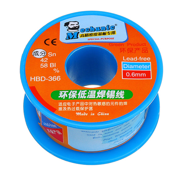 MECHANIC HBD366 0.3/0.4/0.5/0.6mm 40g Solder Wire Roll Low Temperature Lead Free Soldering Tin Wire