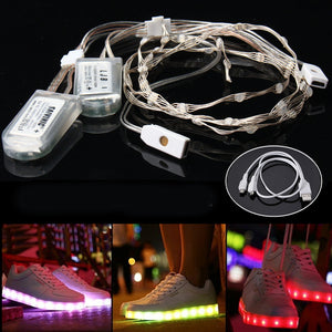 2PCS 60CM Battery Powered USB Charging RGB 20LEDs Strip Shoes Light DC3.3-4.1V