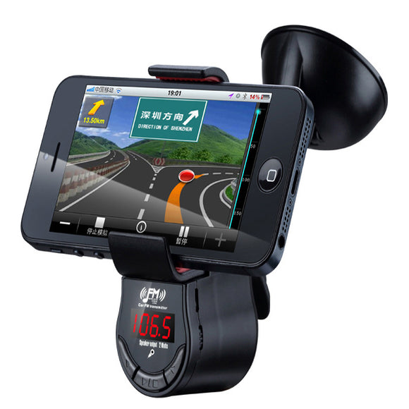 Car Hands Free FM Transimittervs 360 Degree Rotation Phone Holder for Mobile Phone