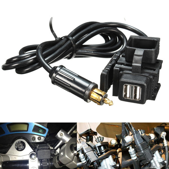 12-24V Motorcycle GPS Mobile Phone Dual USB Power Supply Port Socket Charger For BMW
