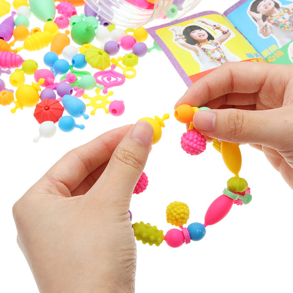 380PCS Pop DIY Beads Necklace Bracelet Crafts Jewelry Kit Toys Snap Together Fun Play Make Up Party Gift