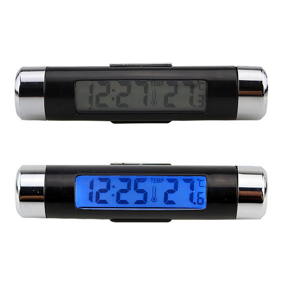 High 2 in 1 Digital LCD Display Screen Hygrometer Thermometer Car Time Clock