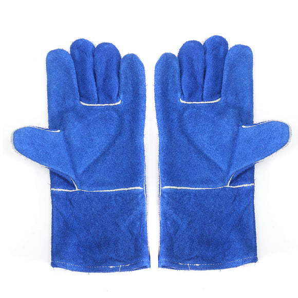 XL Blue Welding Gloves Leather Woodburner Gloves High Temperature Protect Welding Hand