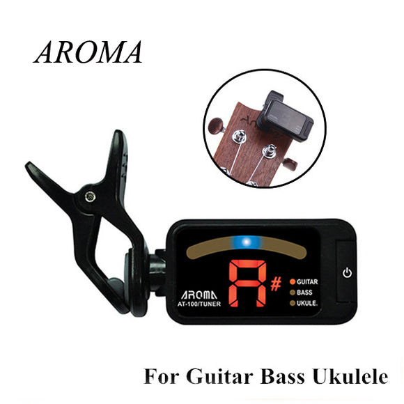 AROMA AT-100 Guitar Bass Ukulele Clip-On Digital Guitar Tuner