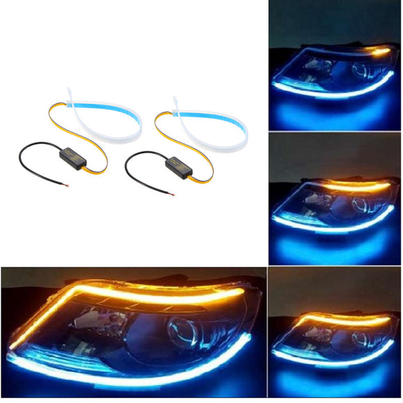 Flexible LED Strip Light DRL Daytime Running Lights Soft Tube Turn Signal Guide Lamp 2PCS for Car Headlight
