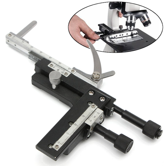 Microscope Attachable Mechanical Stage X-Y Moveable Stage Caliper With Scale