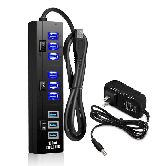 Bakeey 10 Port 3.0 USB Hub Adapter Charger with Switch For Computer PC Laptop iPhone XS 11Pro Xiaomi Mi10 9Pro Redmi Note 9S