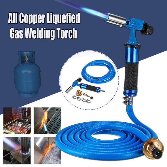 Electronic Ignition Full Copper Liquefied High Temperature Gas Welding Torch Kit + 3meters Tube
