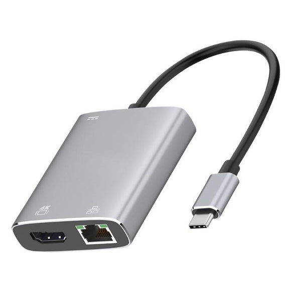 Bakeey USB-C HUB HD TV Adapter Type-C to HDMI /RJ45 Gigabit Ethernet Port / PD3.0 Fast Charge HD Video Converter PC Laptop MacBook