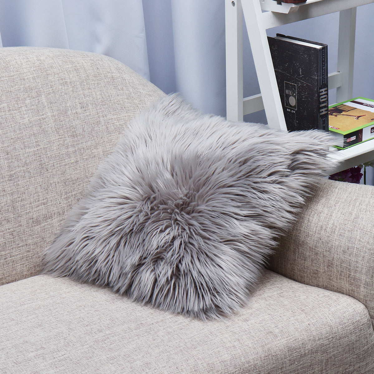 Throw Pillow Cover Cushion Case Faux Fur Fluffy Plush Soft Sofa