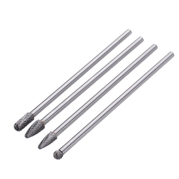 Drillpro 4Pcs 150-160mm Tungsten Carbide Rotary Burr Set 6mm Shank for Die Grinder Drill DIY Woodworking Metal Carving Polishing Engraving Drilling