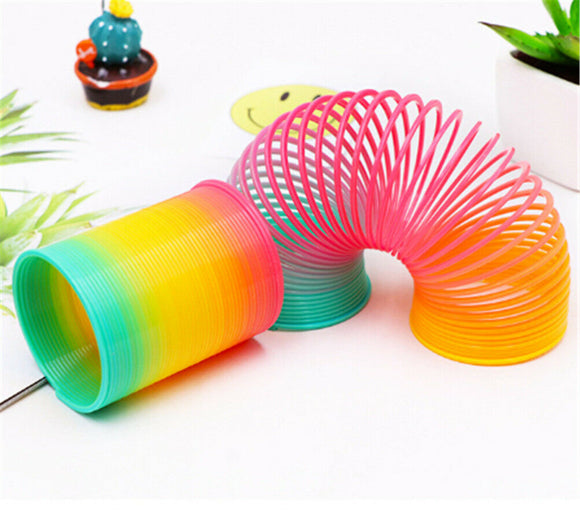 Plastic Slinky Rainbow Circle Folding Coil Colorful Spring Children Funny Classic Toy Development Toys Gift
