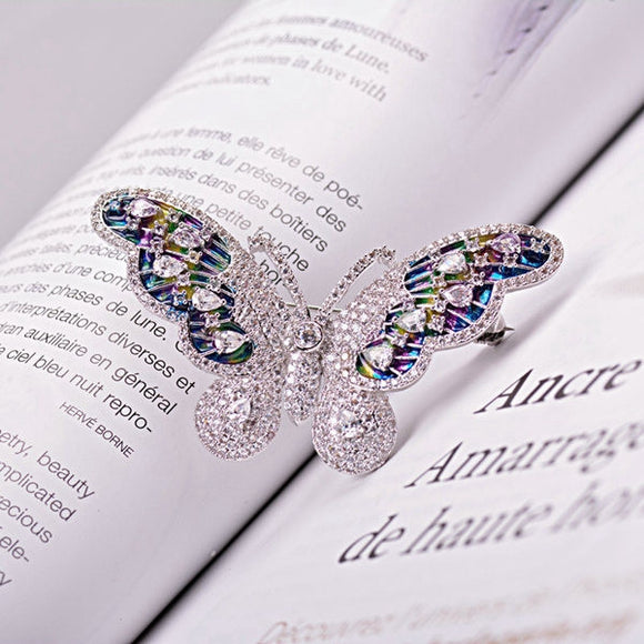 Micro Zircons Inlay Colorful Butterfly Brooch Pins For Women