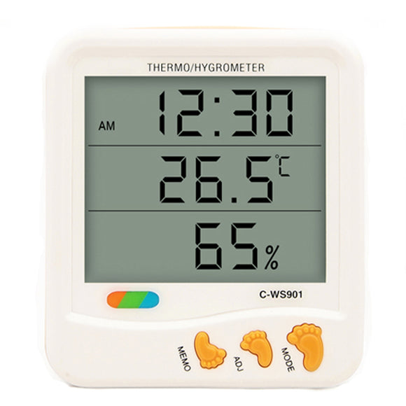 Indoor Outdoor Humidity Monitor Digital LCD Temperature Clock Thermo Hygrometer