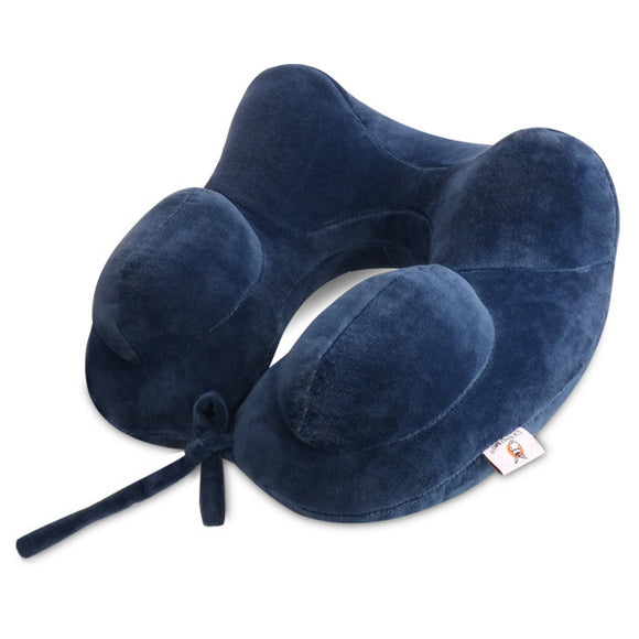 IPRee Inflatable U Shape Cotton Neck Pillow Headrest Cushion Travel Airplane Sleep Rest
