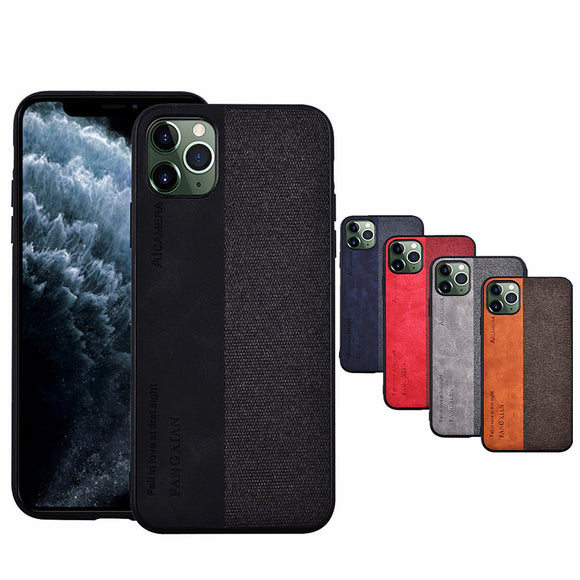 Bakeey Anti-fingerprint Retro Canvas PU Leather Protective Case for iPhone 11 Pro Max 6.5 inch