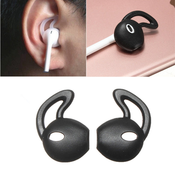 2 Pairs Black Silicone Headphones Earphones Case Cover Cap For iPhone 7/7Plus Airpods