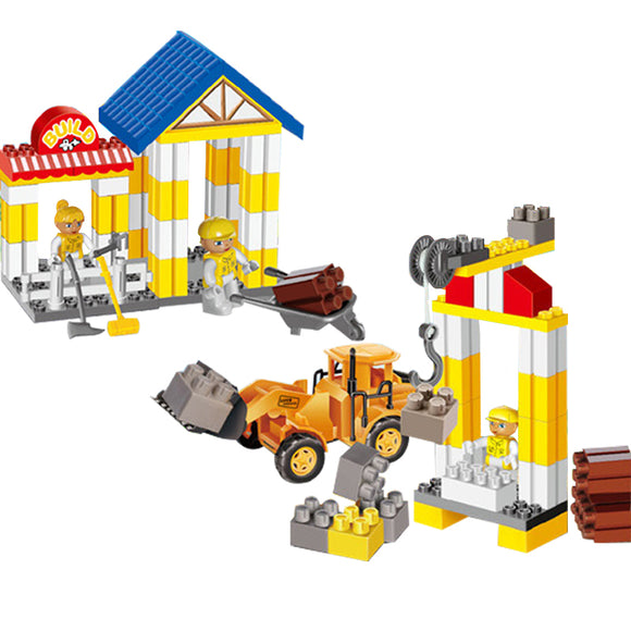 Niniya Building Site Plastic Toy Building Blocks with Suitcase Educational Toys