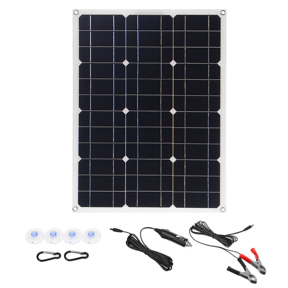 30W Monocrystalline Solar Panel Dual USB Port with 2pcs Buckle + 4pcs Suction Cup with Charging Line