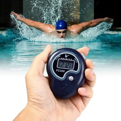 Hand-held 5 Digit Single Row 2 Memories LCD Digital Stopwatch with Whistle