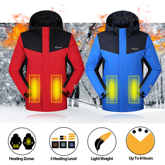 Unisex Electric Heatable Heating Jacket Winter Hooded Motorcycle Outdoor Camping Thermal Riding Coat