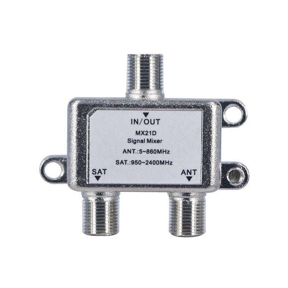 Jasen MX21D 2 In 1 Dual Use 2 Way TV Signal Satellite Coaxial Diplexer Combiner Splitter Switch
