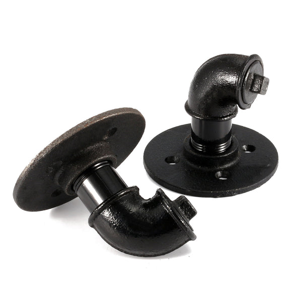 2Pcs  Black Iron Industrial Pipe Hooks for Coat Towel Dressing Gown