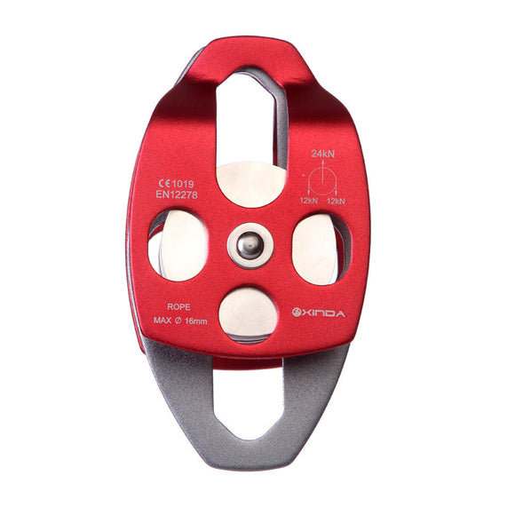 XINDA XD8613 Forged Aluminum Alloy 24KN Large Rescue Pulley Double Sheave Climbing Rigging