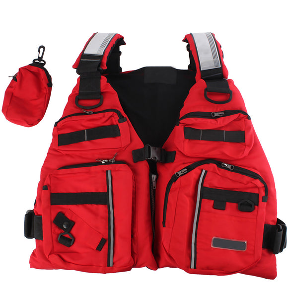 Adjustable Adult Life Jacket Waterproof Cloth Aid Sailing Surfing Multi-Pockets Safe Fishing Vest