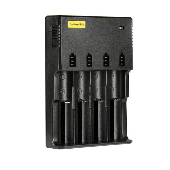Sunflower Rich HE4 USB Port Rapid Smart Battery Charger For 18650 26650 AA AAA 4Slots