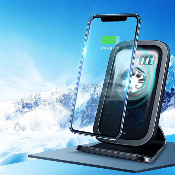 Rock 7.5W 10W Qi Wireless Fast Charge Cooling Fan Anti-slip Desktop Holder Stand for Mobile Phone