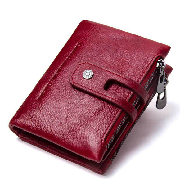 Women Vintage Genuine Leather Wallet Card Holder Coin Bag
