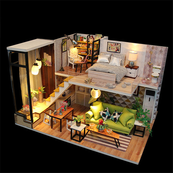 Hoomeda M030 Enjoy The Romantic Europe DIY House With Furniture Music Light Cover Miniature Decor Toy
