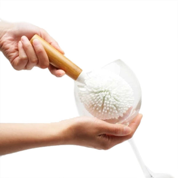 XIAOMI JIEZHI Bamboo Handle EVA Foam W ine Glass Brushes Cleaning Brushes Kitchen Cleaning Tools