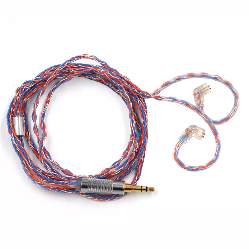 CCA MMCX 2PIN Braded Silver Cable 8 Core Upgraded Plated Cable