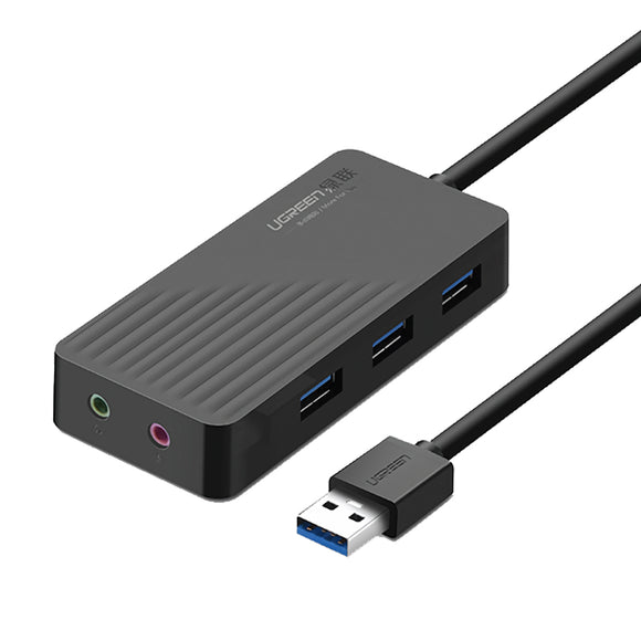 UGreen CR133 USB 3.0 to 3-Port USB 3.0 Hub with External 3.5mm SPK MIC Audio Adapter