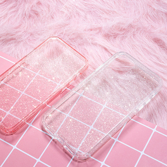 Rock Shockproof Transparent Soft TPU +Hard PC Bling Glitter Shiny Phone Protective Case for iPhone 11 6.1 inch