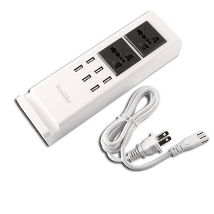 Smart Charger 6 USB Charging Ports Dual AC Ports Phone Holder Power Adapter Charging Station