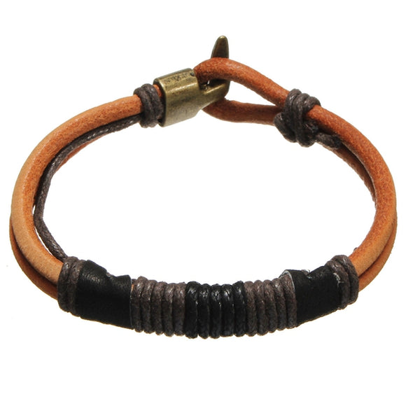 Vintage Men's Leather Rope Tribal Braided Bangle Bracelet