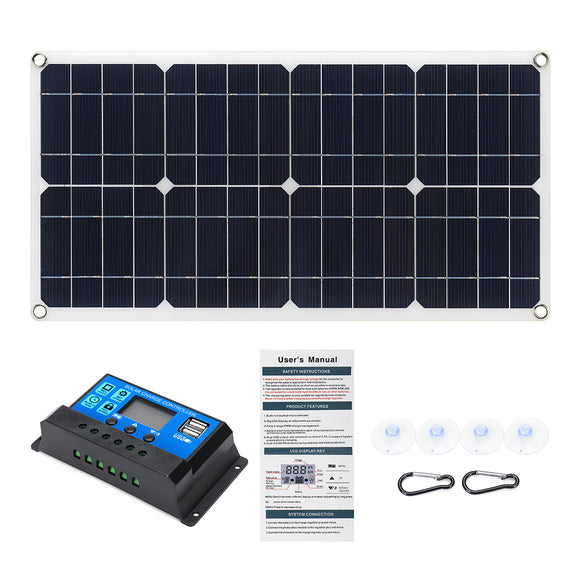 80W 18V Monocrystaline EVA+PET Solar Panel Dual 12V/5V DC USB Charger with 10A12V/24V PWM Controller Kit For Car RV Boat