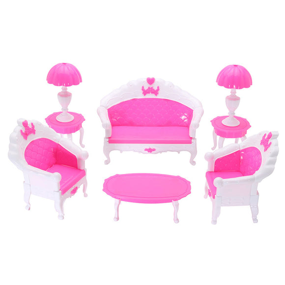 Doll House Furniture Set Miniature Plastic Family Child Play Living Room Toy