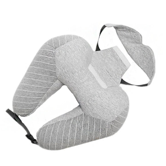 IPRee 2 In 1 U Shape Neck Pillow Cotton Headrest Cushion Eye Mask Airplane Travel Sleep Rest