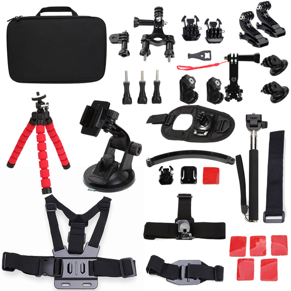 33 In 1 Sportscamera Accessories Kit For Gopro Hero 2 3 4 3 Plus SJcam SJ4000 5000 6000 Xiaomi Yi Sportscamera
