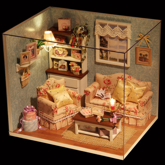 Dollhouse Miniature DIY Kit Happy Time Room With Cover