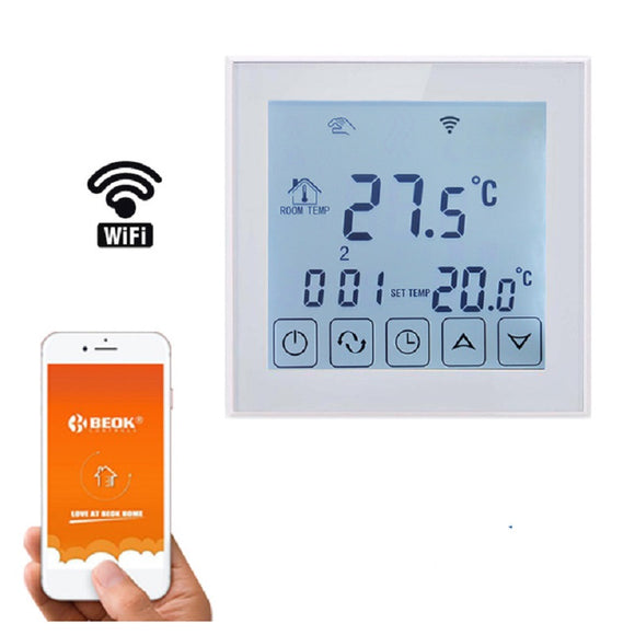 WIFI Smart Large Touch Screen Programmable Electric Heating Thermostat Carbon Crystal Wall Warm Ther